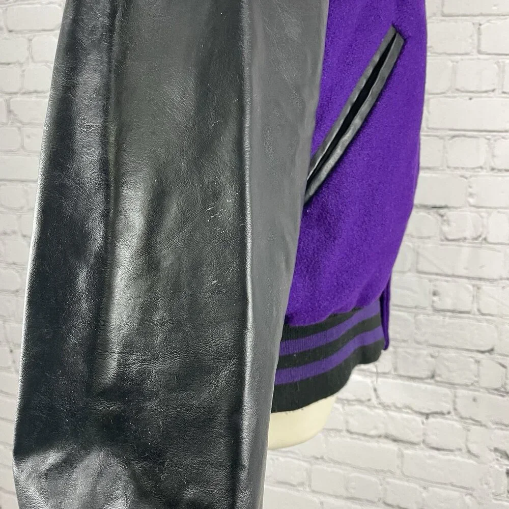 VTG Awards USA Purple Wool Snap Button Retro Varsity Band Jacket Size Medium M